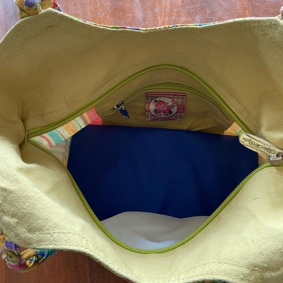 Kate McRostie Canvas Raffia Shoulder Bag Butterfly Flower - Picture 9 of 15